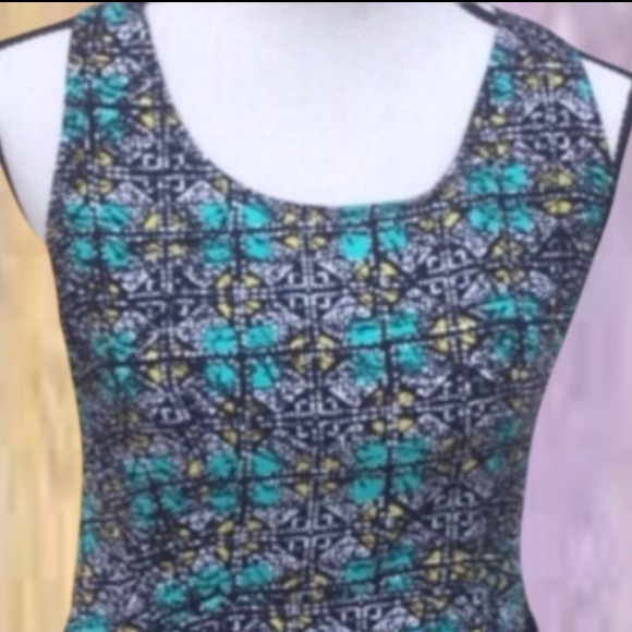 Bebop Black Blue Multicolor Fit & Flare T-back Dress - Picture 3 of 12